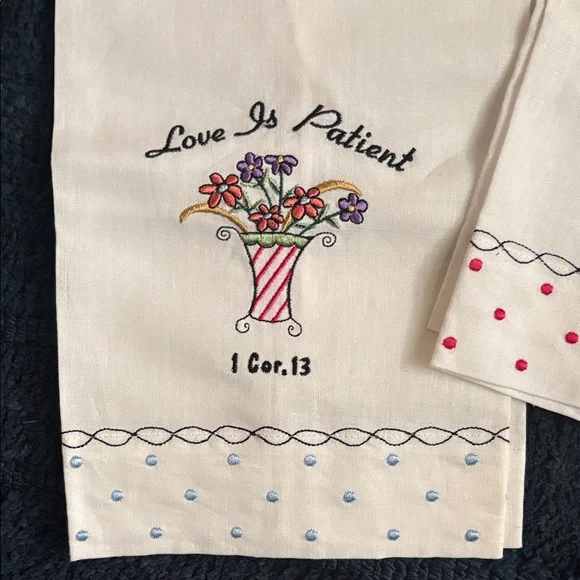 Inspirational Embroidered linen tea towels. - Picture 2 of 7